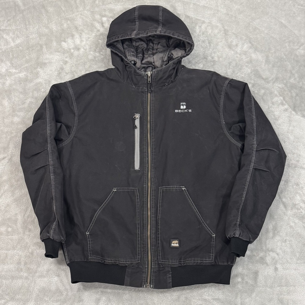 Berne Jacket Mens 2XL Tall Black Highland Duck Canvas Active Work Coat Pleated